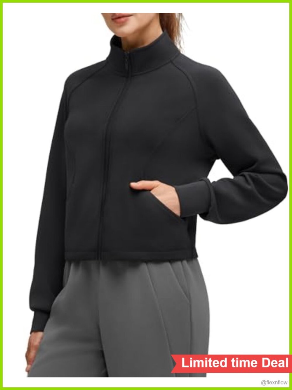 Women's Zip Jacket Mock Neck Sweatshirt with Pockets Long Sleeve